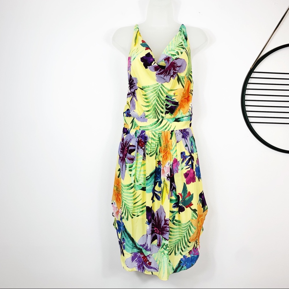 Addison Anthropologie tropical floral Silk Dress